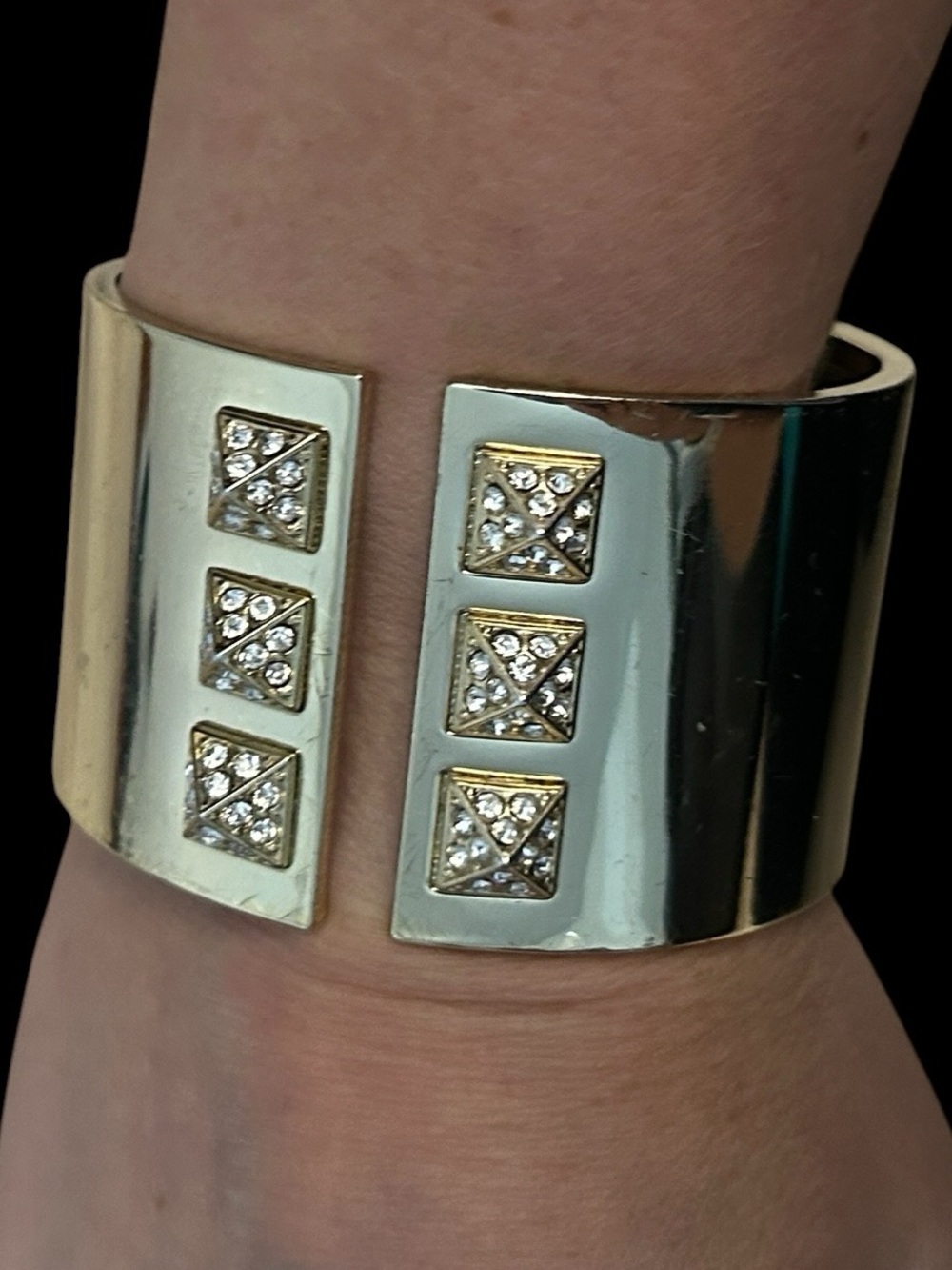 Victoria’s Secret Rhinestone Gold-Tone Hinged Cuff Bracelet